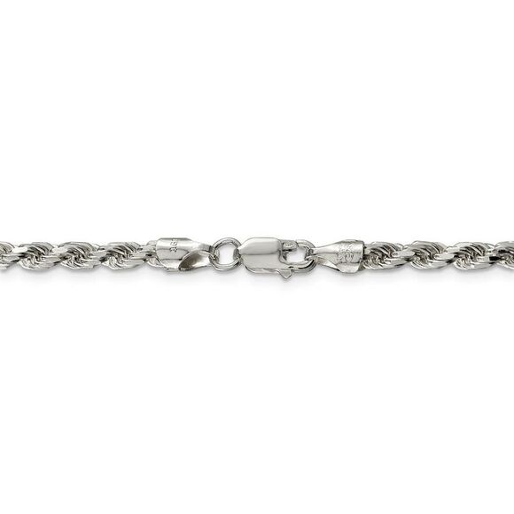 3.5mm Sterling Silver, Diamond Cut Solid Rope Chain Necklace, 16 Inch - Picture 4 of 8